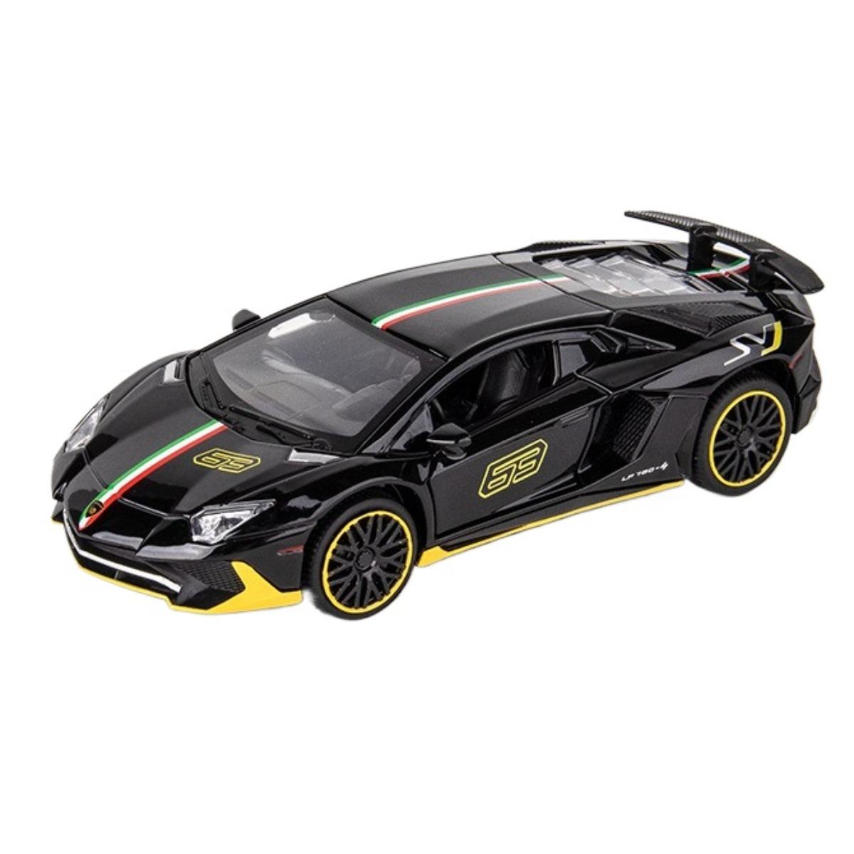

1/32 LAMBOR AVENTADOR SVJ LP780-4 Sports Car Model Toy with Sound and Lights, Suitable for Birthday Gifts for Kids чёрный