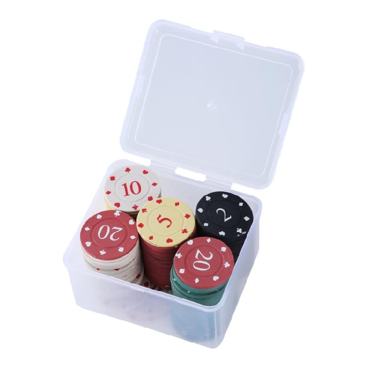100Pcs Casino Poker Chip with Case Roulettes Game Bingo Chip Plastic Counting Counters Poker Chip Kids Teaching Reward