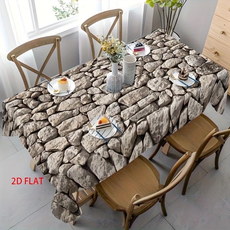 One stone-patterned wall-printed tablecloth, an elegant dining table coffee table, made of polyester material