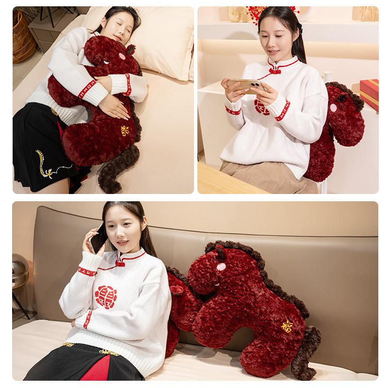 Chinese New Year Horse Plush Toy Sofa Cushion With Pp Cotton Filling For Living Room Decor