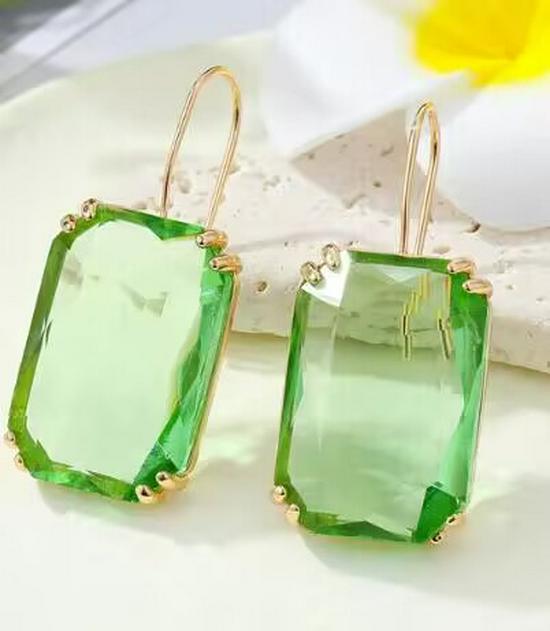 Colorful Rhinestone Square Stud Earrings for Women - European & American Style