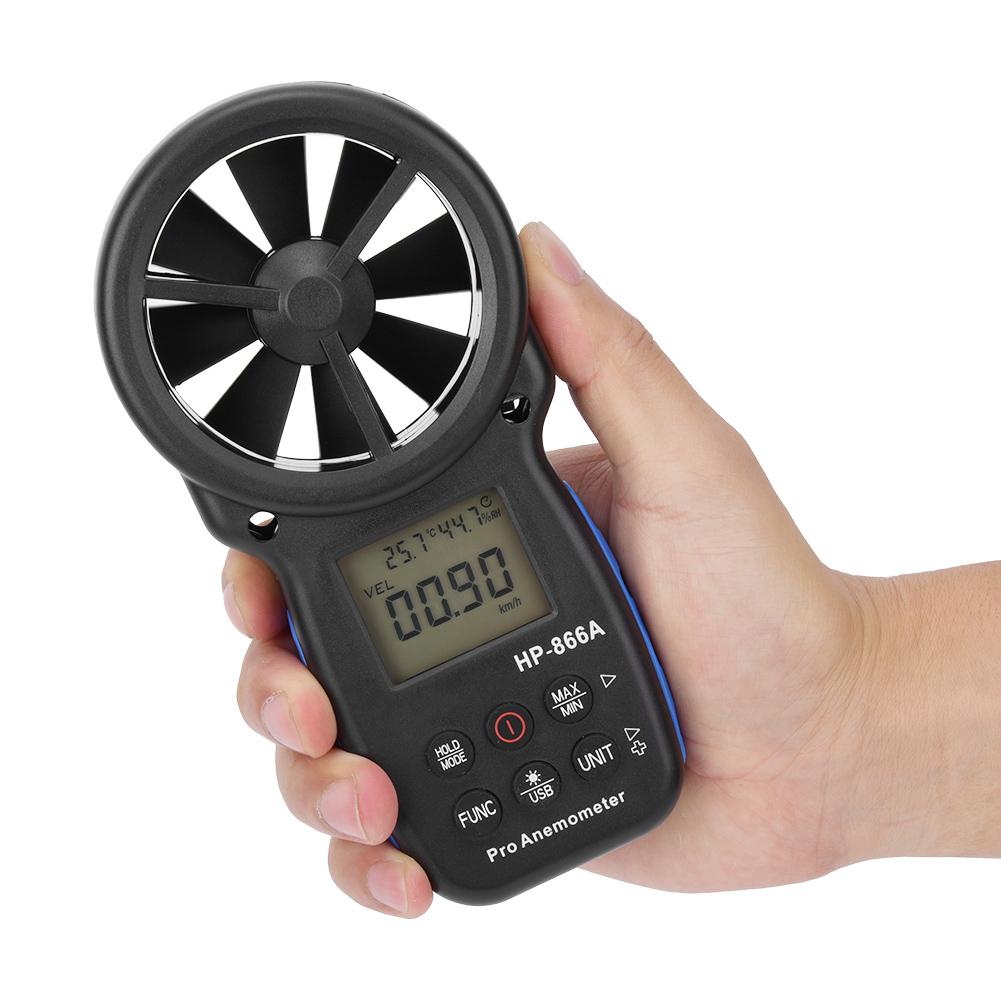 HP 866A Digital Portable Anemometer Wind Speed Gauge Air Temperature Meter Thermometer with USB Port