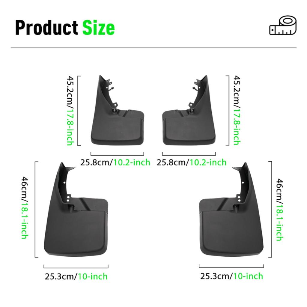 4PCS Splash Guards Mudguards Compatible with Dodge Ram 1500 2500 3500 2009 2010 2011 2012 2013 2014 2015 2016 2017 2018