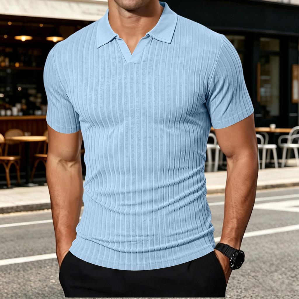 Men's Casual Short Sleeve T-Shirt with Collar, Breathable Shirt for Summer Everyday Wear