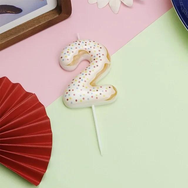 Candy Color Happy Birthday Number 1 2 3 4 5 6 7 8 9 Candle Multi Colored First Year Celebration Cake Decoration Children's Party