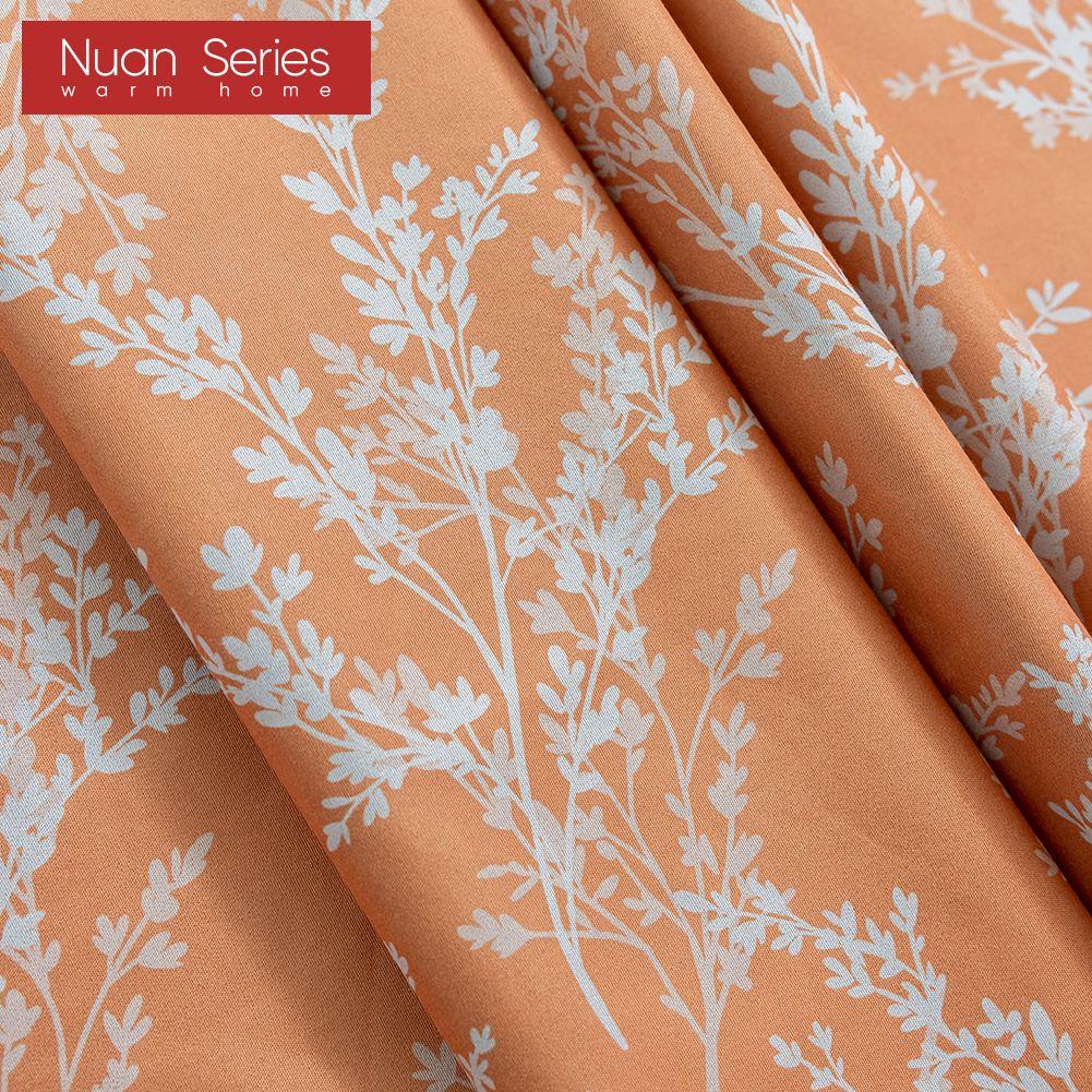 1PC Nuan Series American Retro Pastoral Style Orange Printed Curtains Full Blackout Curtains for Bedroom Living Room Balcony Window for Home Decor