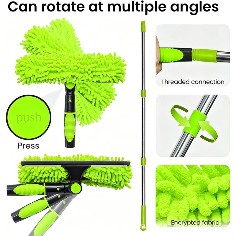 2-in-1 Double-sided High-rise Window Cleaning Squeegee and Wiper