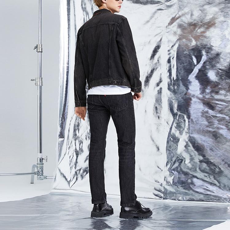 Levis Vintage Front Pocket Collar Long Sleeve Denim Jacket Men Jackets Black Gray 72334-0584