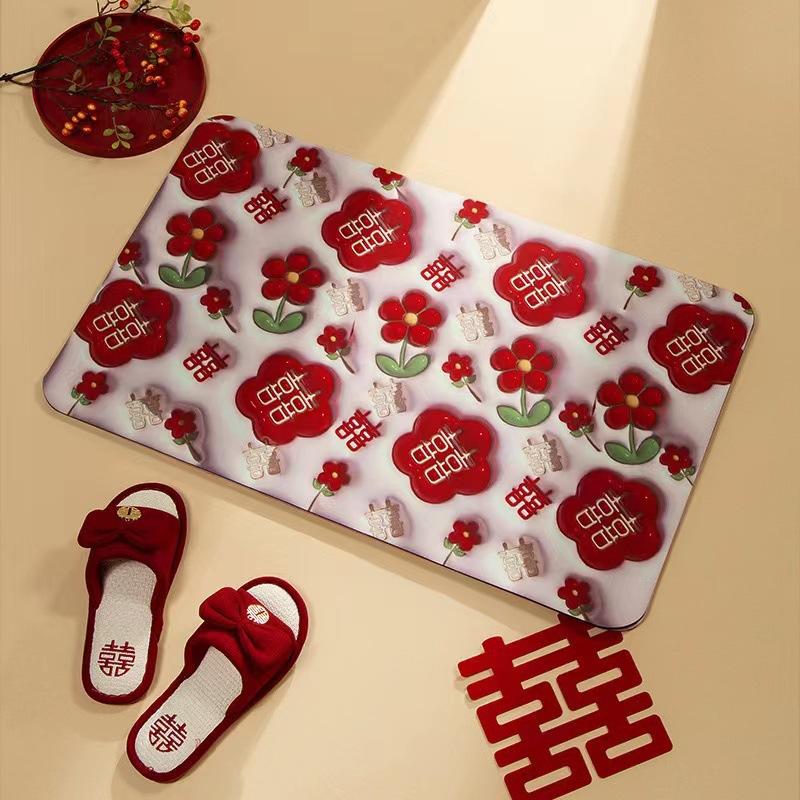 

Свадебный коврик для входа в дверь невесты, красный коврик для ног, спальня, украшение из диатомовой грязи, впитывающий противоскользящий праздничный ковер с надписью Other sizes