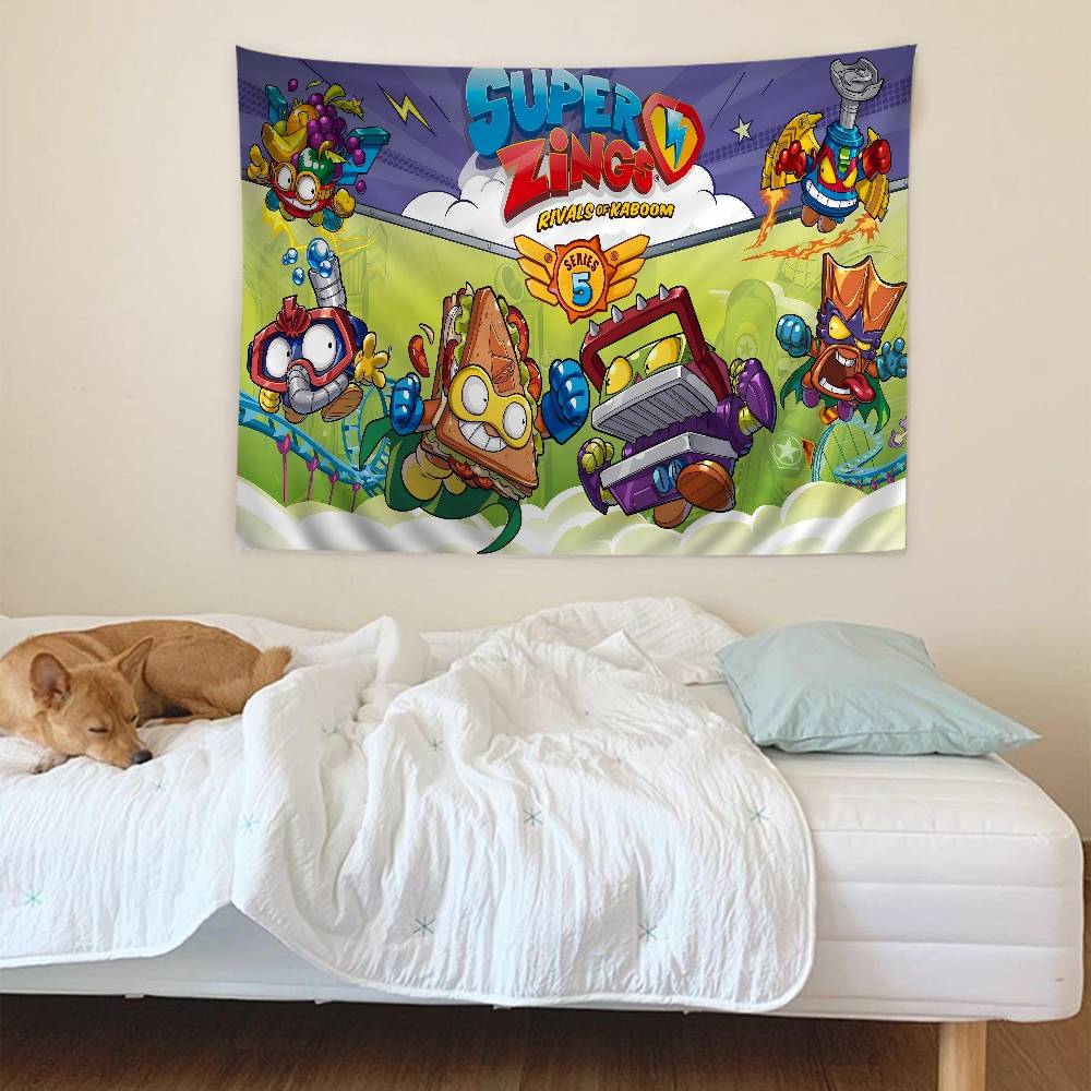 Cute Cartoon Super Zings DIY Wall Tapestry Hanging Tarot Hippie Wall Rugs Dorm INS Home Decor
