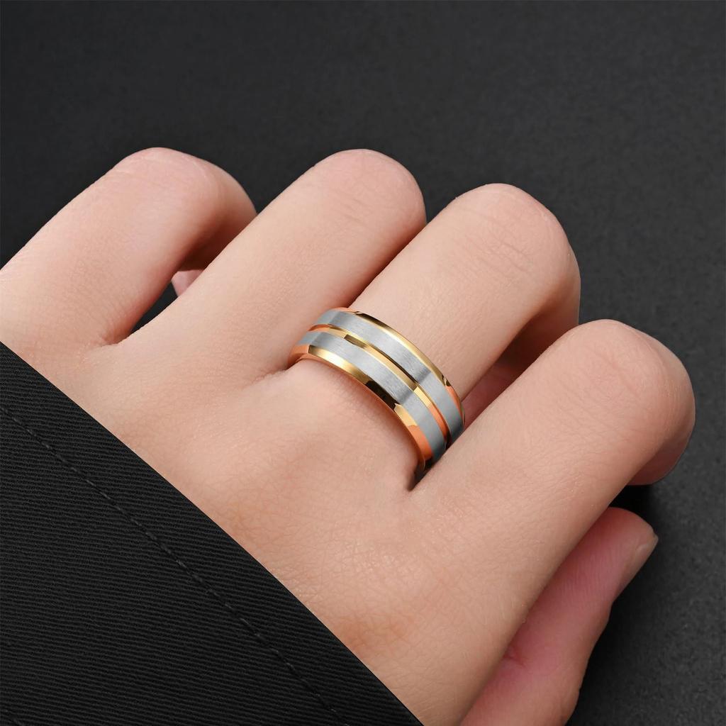Fashion Couple Rings Luxury Gold Color Women Heart Zircon Wedding Rings Set Men Stainless Steel Ring Wedding Band Jewelry Gifts