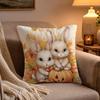 Fall Pumpkin Bunny Orange Design Cushion Cover Soft Plush Cushion Cover Double Print And Invisible Zipper For Sofa Home Car Use