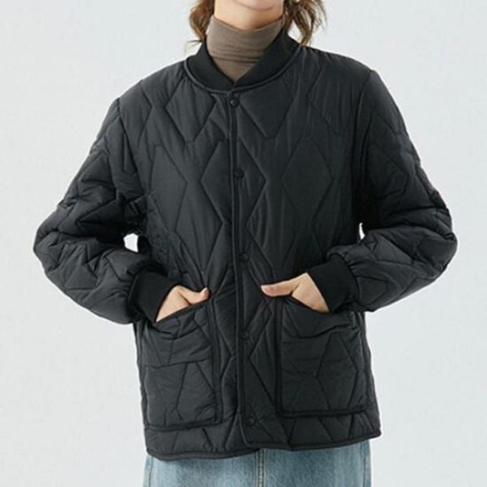 Navava Lightweight Padded Jacket With Fleece Lining Diamond Quilting Long Sleeve
