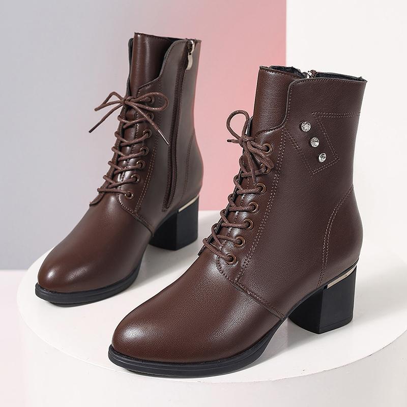 

Lucyever Осенние ботильоны на шнуровке и толстом каблуке, женские, большого размера, на молнии, из искусственной кожи, женские, в стиле ретро, короткие ботильоны на высоком каблуке, Mujer 39 кофейный