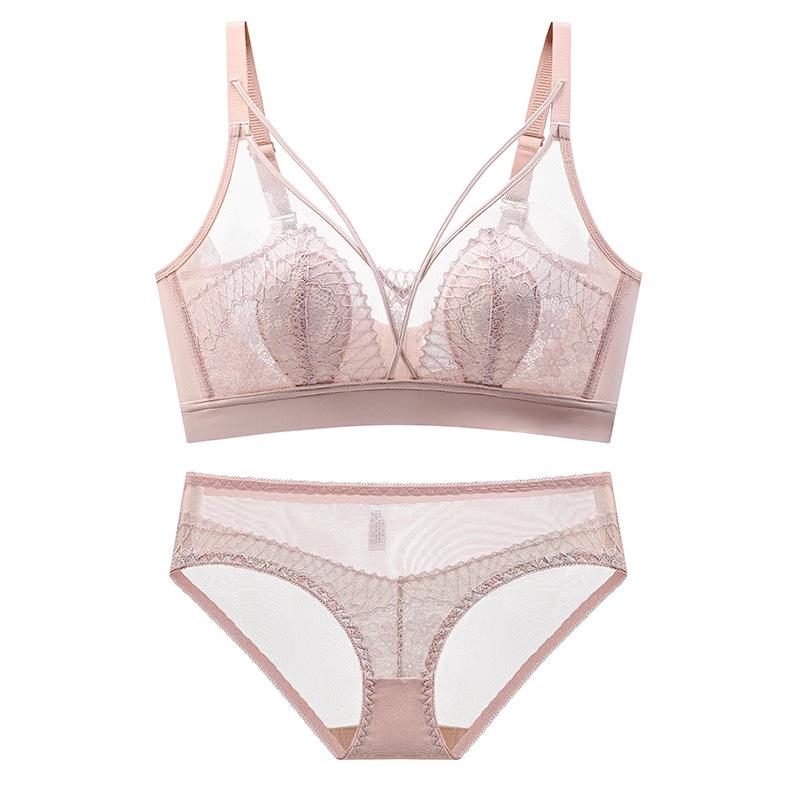 Breathable Sexy Ultra-thin Seamless Lace Underwear Women's Breasts Small Steel-free Bras Gather and Shrink Bras To Prevent Sagging