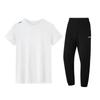 Fashion Solid Color Quick-Dry Short Sleeve T-Shirt Elastic Breathable Simple Ice Silk Pants Casual Sports Suit Men Suit ATSV597-1+AYKT415-1