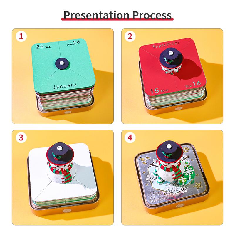 Time Piece Kalender 2026 Schreibtischkalender mit LED-Licht 3D Abreißkalender Papierschnitzkunst Notizblock Geschenk Weihnachten