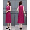 Fashionable V-Neck Sleeveless Dress Elegant Long Vest Dress Breathable Jacquard Fabric Stretchy Summer Dress