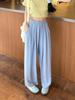Women's White Ice Silk Wide-Leg Summer Pants - Lightweight, Loose, and Casual Fit