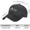 Cool Shark Black Vintage Distressed Adjustable Washed Denim Cotton Low Profile Mens Dad Trucker Hat Black Fitted Baseball