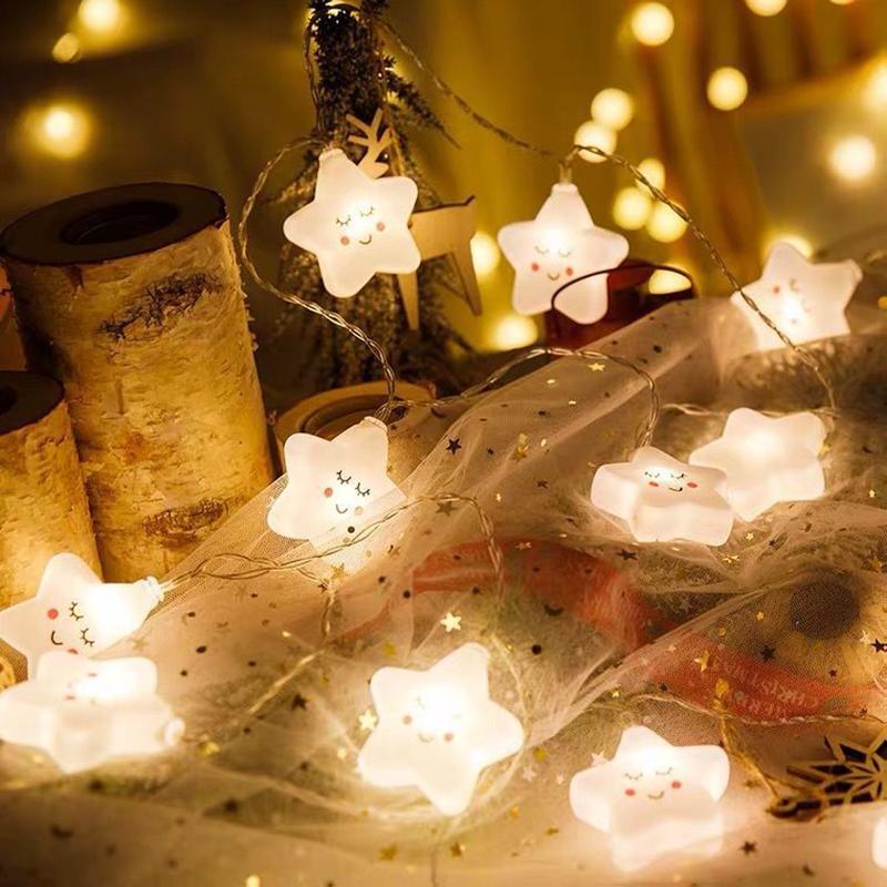 

Indoor String Light for Kids Bedroom Christmas Tree Fairy Light Lamp New Year Garden Decoration Smile Cloud/1.5m 10 Lights