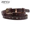 Zency 100% Genuine Leather Women Waist Belts Five-pointed Star Hollow-out Wild Sweater Skirt Pants Decorative Belt Small Belt