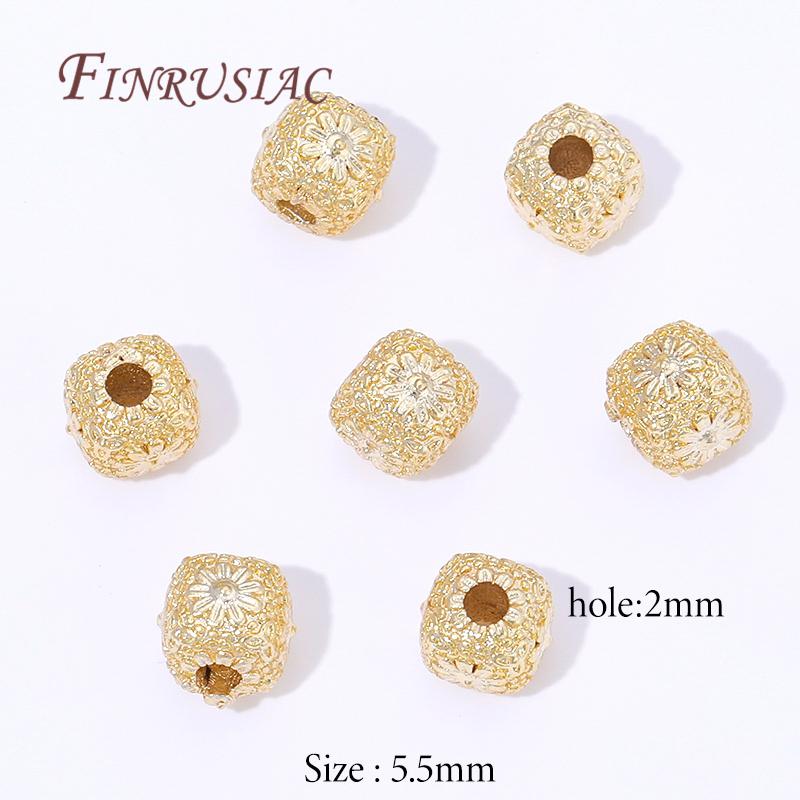 5.5mm 18K Gold Plated Brass Square Beads For Beading,Metal Separator Beads For Bracelets Accessories,DIY Jewelry Making Supplies