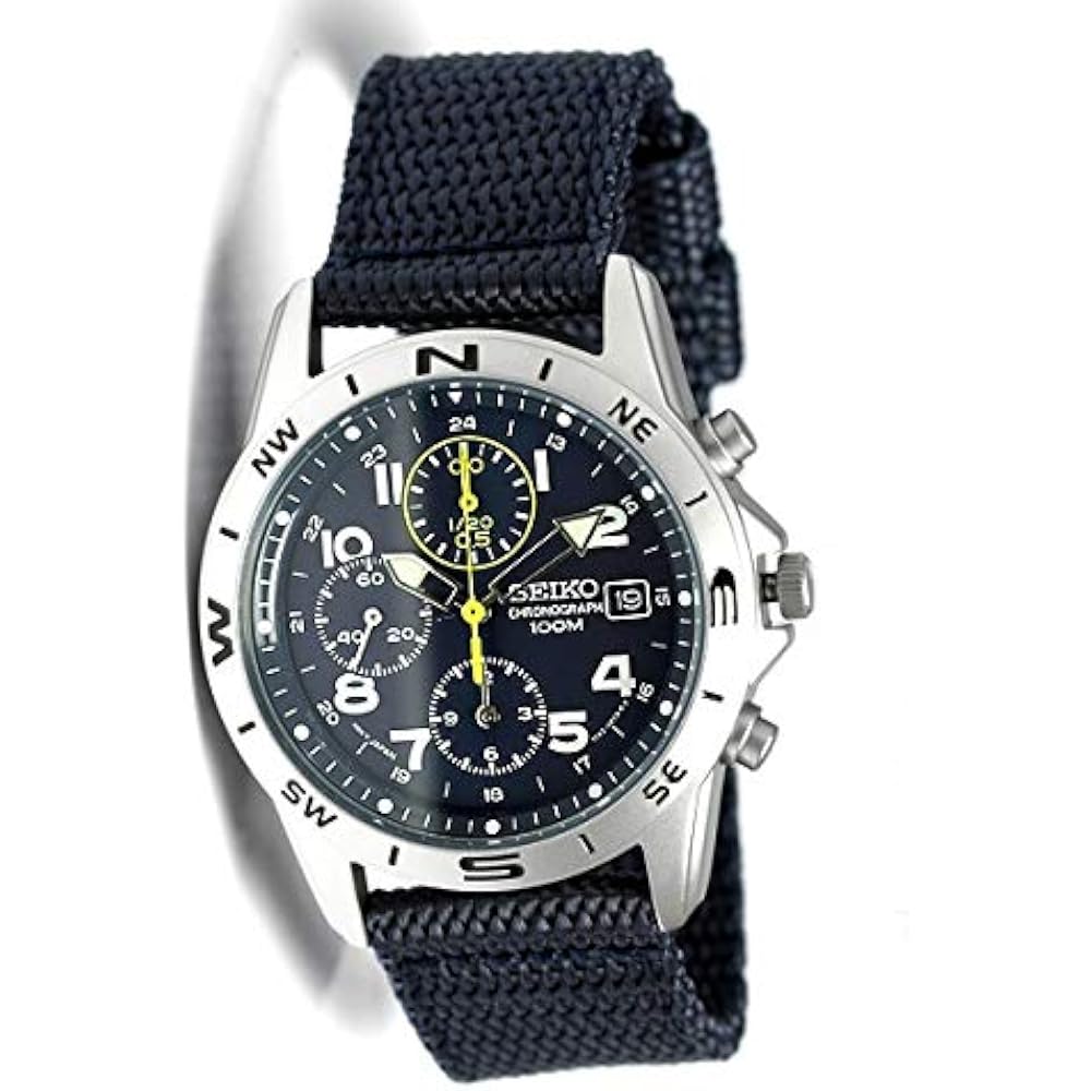Navy Police Officer Self-Defense Public Servant SEIKO 100m Waterproof Chronograph Nylon Strap Wat...