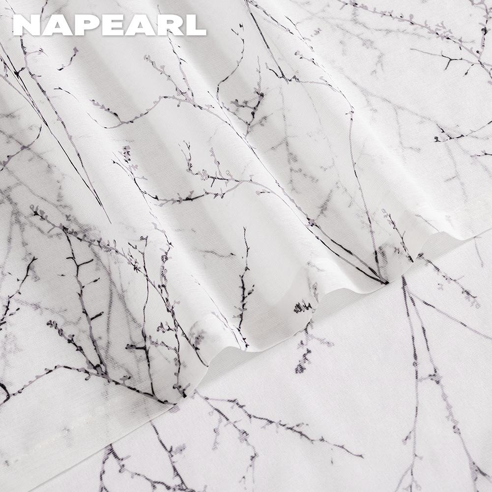 1 Peça Cortina de Porta Translúcida com Padrão Botânico NAPEARL, Cortina Simples com Bainha para Barra para Cozinha Quarto Sala de Estar Decoração de Casa