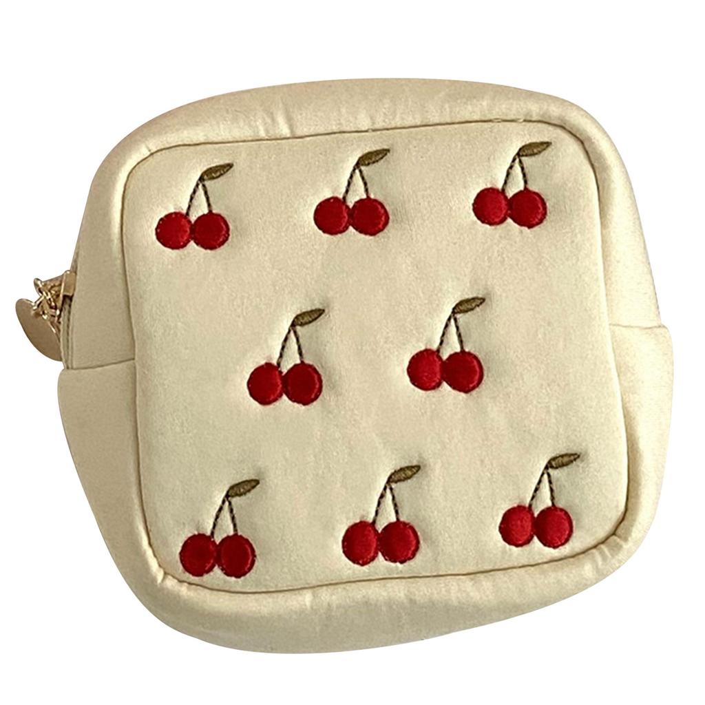 Cherry Cosmetic Bag Advanced Sense Simple Portable Large-Capacity Color Cosmetic Storage Bag Female Cherry Wash Bag