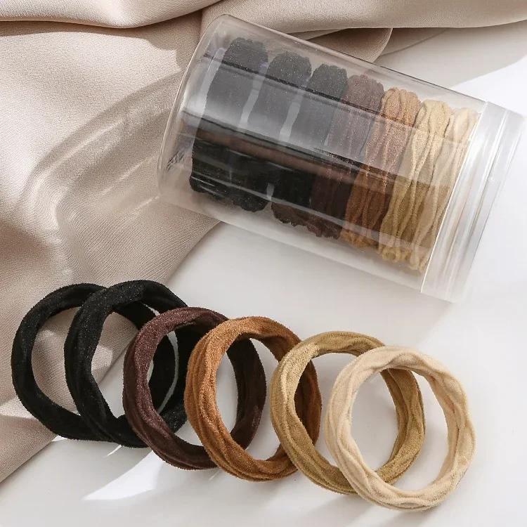 New High Elastic Durable Rubber Band Female Simple High Ponytail Hair Rope Head Rope High-grade Sense Hair Rope 5 Pieces A Set