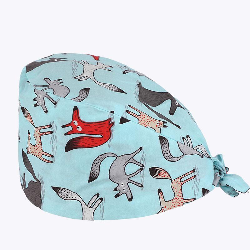 2021 Hot Sale Pharmacy Doctor Hospital Uniform Fashion Printing Scrub Pet Grooming Doctor Work Hat Cotton Medical Nurse Hats