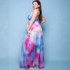 Europe, America, Amazon 3D Digital, Women's Sleeveless Tie-Dye Printing Cross Halter Dress