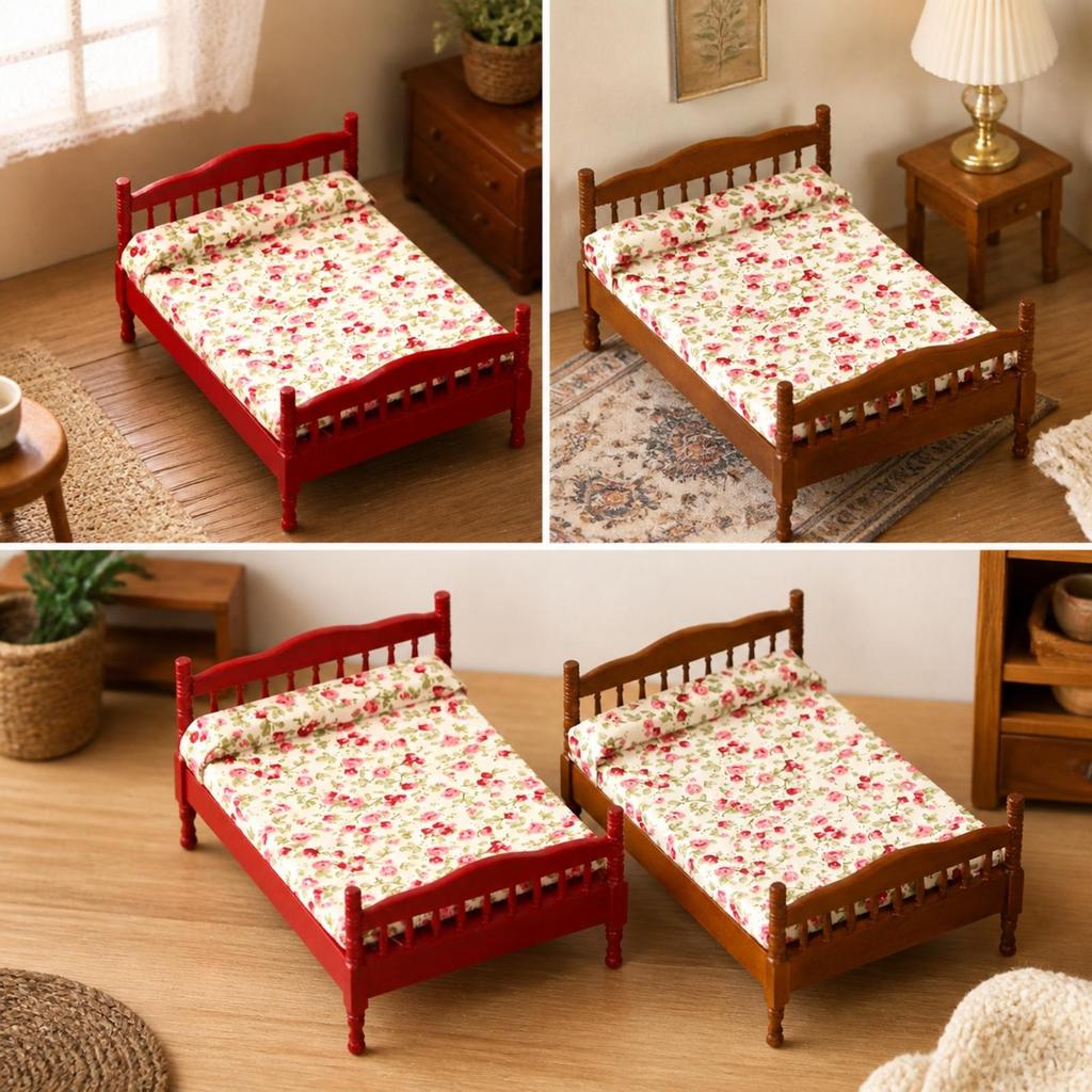 1:12 Scale Dollhouse Four-Post Bed Detailed Diorama Supply Versatile