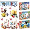1-4PCS One Piece Thousand Sunny Building Blocks Anime Going Merry Ship Assembly Model Micro Bricks Figures For Children Gift
