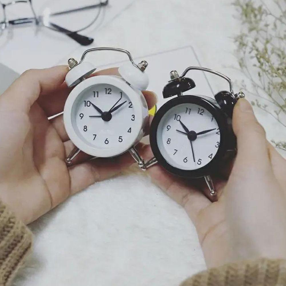 Silent Clock Twin Bell Alarm Clock Loud Alarm Great For Heavy Sleepers For Bedroom Decoration Rabbit Ears Cute Mini Metal Alarma