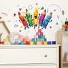 Self-adhesive Colorful Cute Pencil Wall Stickers for Classroom Study Entryway Home Decor