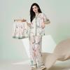 Women's Plus Size Summer Pajama Set - 3 Piece: Short Sleeve Top, Long Pants, Light Ice Silk, Outdoor Wearable, High-End Feel.