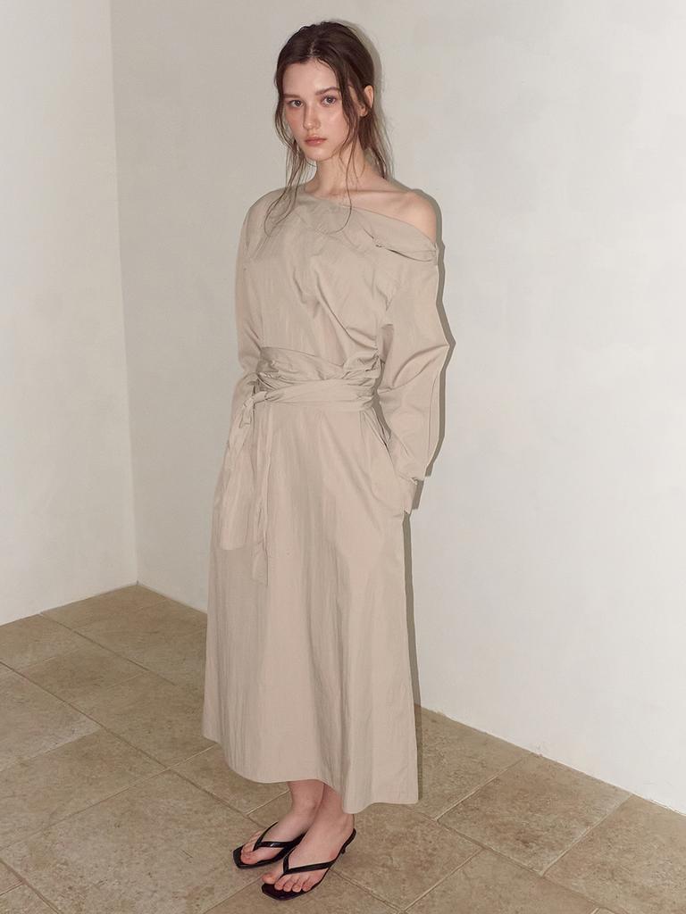 Etmont 2-Way Shoulder Strap Dress, Beige