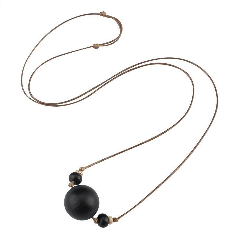 Retro Purple Rosewood Beaded Incense Ball Necklace - Versatile Cotton Linen Accessory