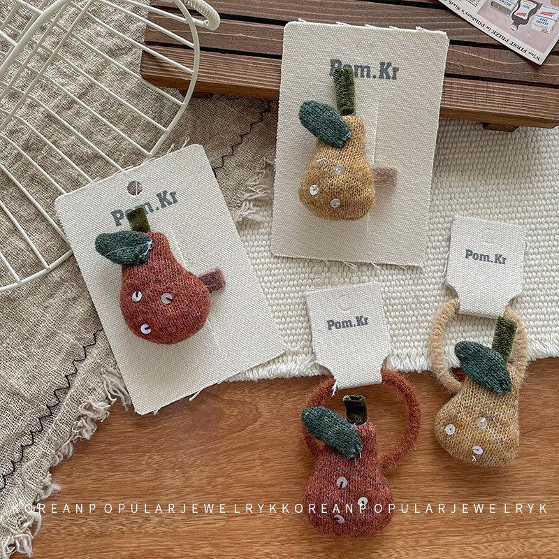 Korean-Style Wool Hair Clip: Cute Cotton-Filled Bang Clip & Versatile Ponytail Tie for Kids