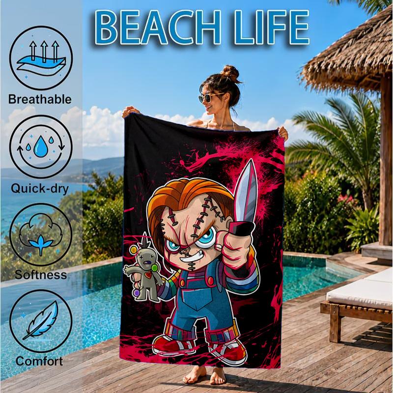 Chucky's Halloween Horror Beach Towel, Microfiber Beach Towel, Perfect For Pool, Beach, Travel, Home Decor Beach Party Fan gifts