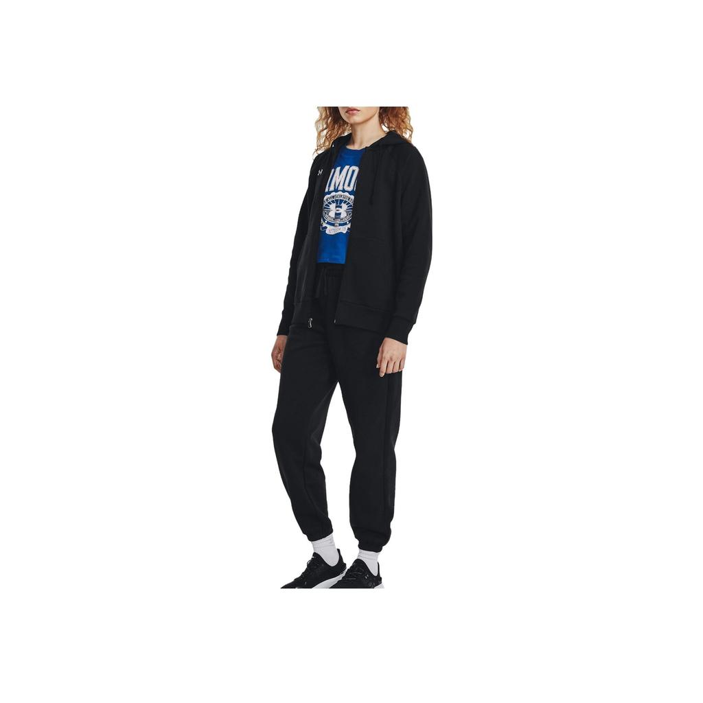 Under Armour Solid Color Elastic Tapered Letter Embroidered Knitted Sports Pants Women Pants Black 1379440-001