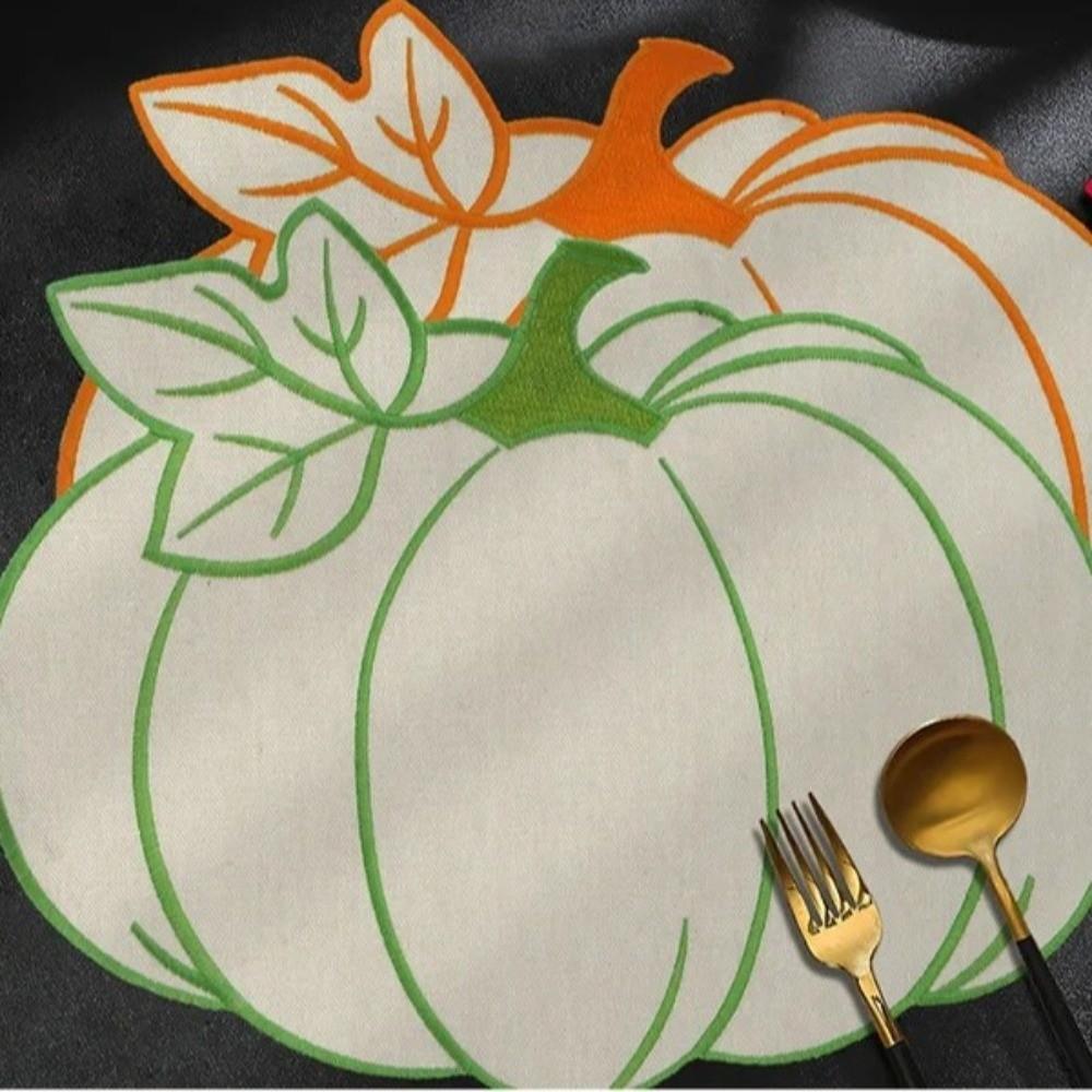 Heat Insulated Insulated Pad Embroidered Pumpkin Placemat Durable Dining Table Mat