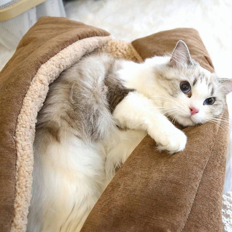 2 v 1 Skládací podložka pro mazlíčky Teplá postel pro mazlíčky Bouda pro mazlíčky Nadýchaný pohodlný polštář pro mazlíčky