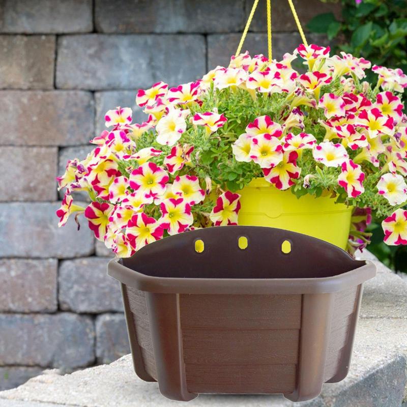Hanging Flower Pot Wall Mounted with Drainage Mesh Plants Holder Flowerpot for Yard Indoor Outdoor Railing Balcony Fence