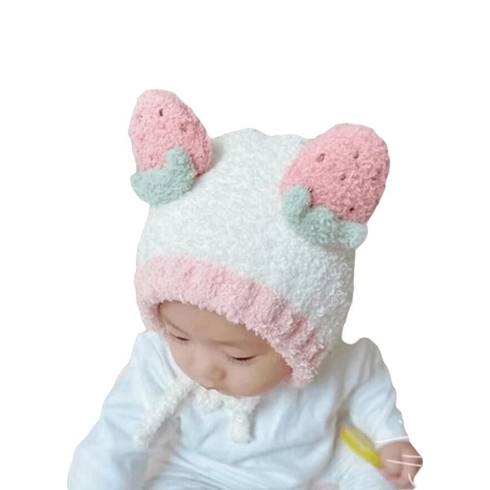 

Winter Fruit Ear Hat Fleece Ear Protection Hat Kawaii Baby Beanie Cap Boys Girls белый