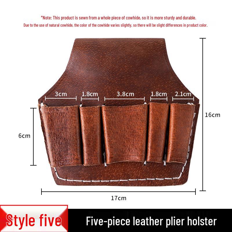 Herren Multifunktionaler Werkzeuggürtel aus Rindsleder mit Zangenfach und 5 Fächern