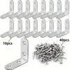 A Set of 50pcs,including 10pcs 90-degree Right-angle Brackets with 40screws,L-shaped Bracket Hardware for Wooden Shelves,chairs