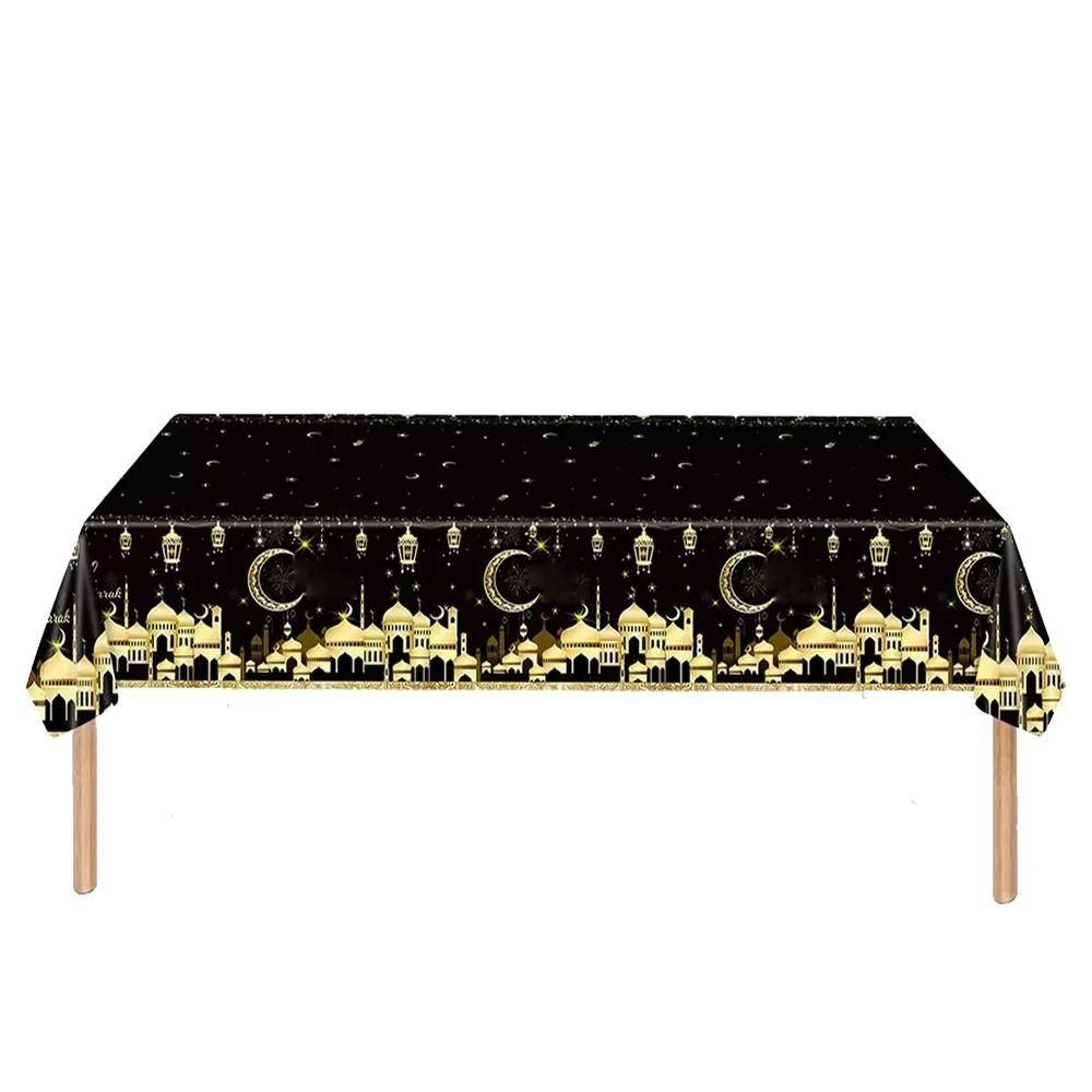 מפות שולחן חד פעמיות ירח כיסוי שולחן פלסטיק 2026 מפות שולחן עיד מובארק ציוד למסיבות